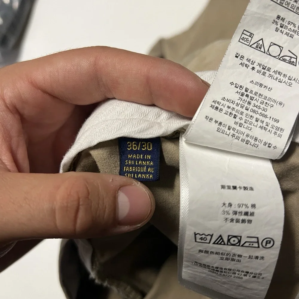 Polo Ralph Lauren Chino Pants Mens 36x30 Beige Khaki Classic Fit Preppy Casual
